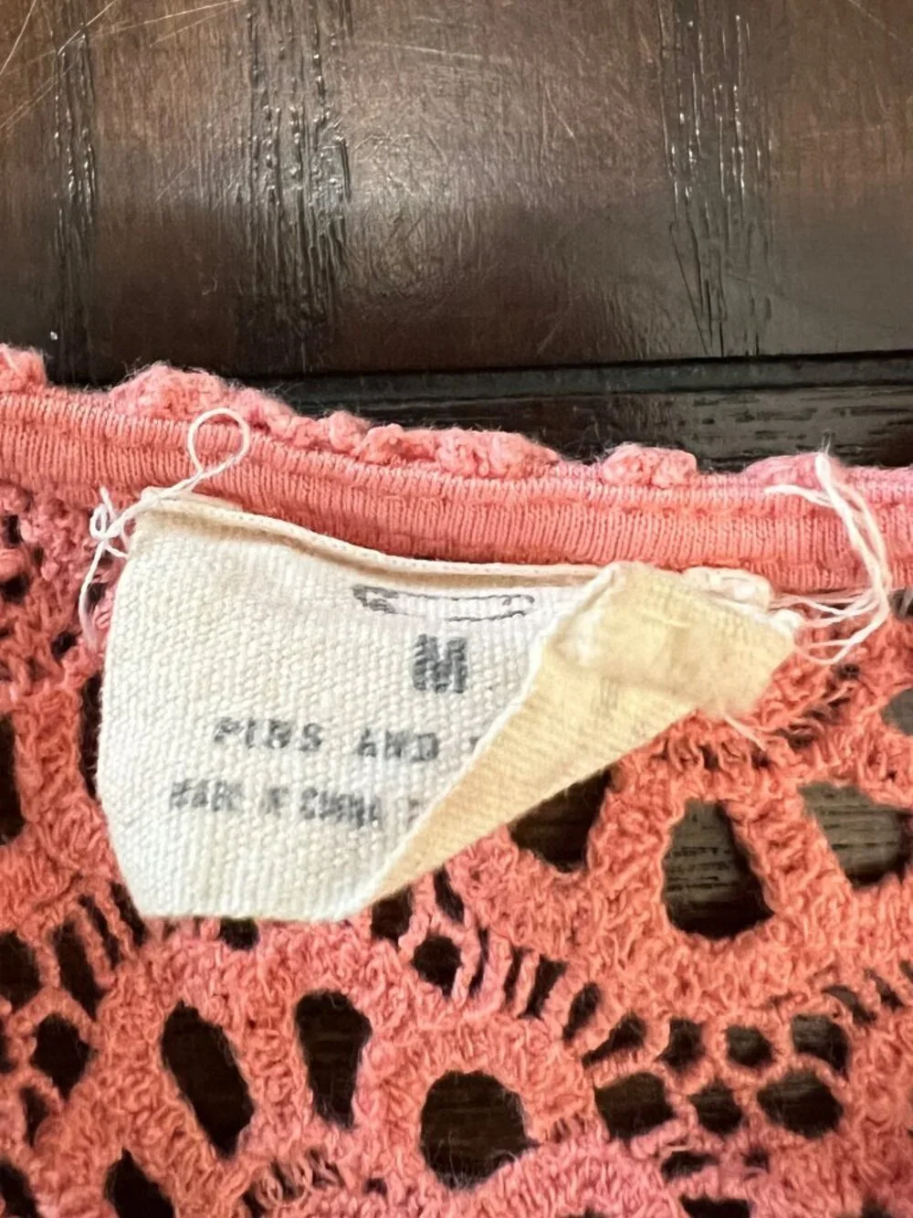 Anthropologie Pins and Needles Pink Crochet Knit Sweater Tank Top Women's Medium - Picture 5 of 7